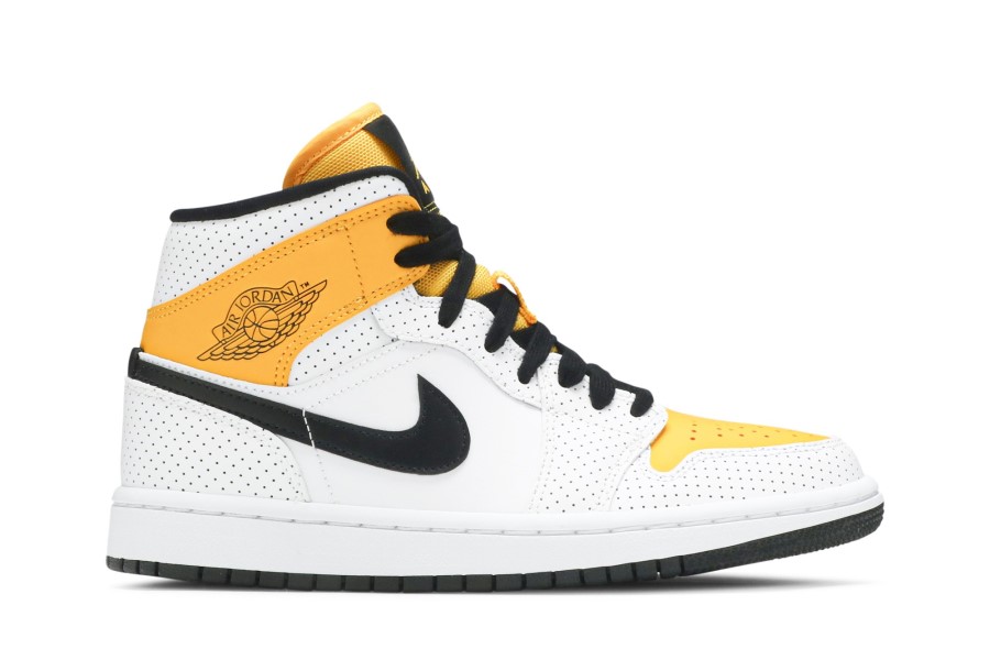 Wmns Air Jordan 1 Srednje Perforirano - Bijelo Sveučilišno Zlato