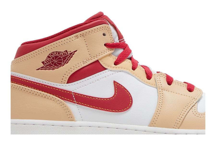 Air Jordan 1 Mid Gs Light Curry Cardinal Red