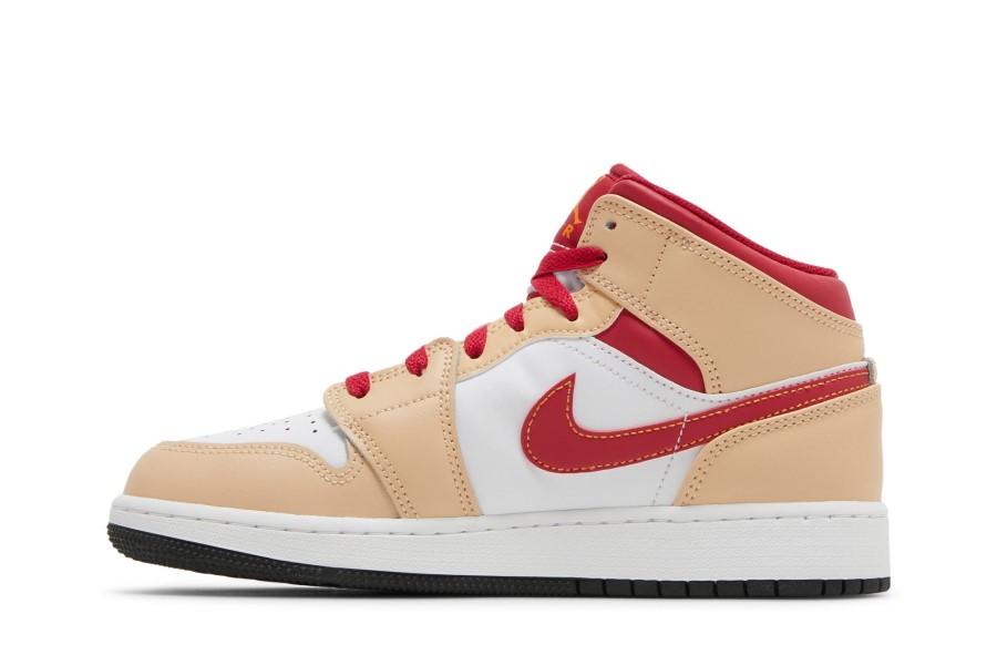 Air Jordan 1 Mid Gs Light Curry Cardinal Red