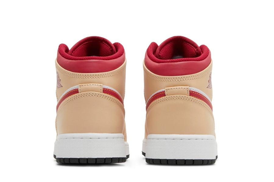 Air Jordan 1 Mid Gs Light Curry Cardinal Red