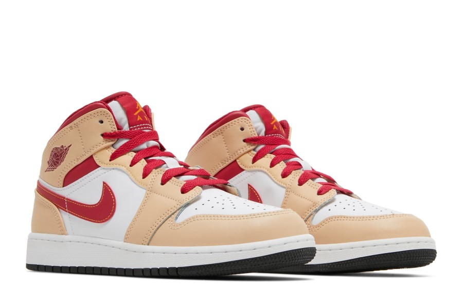 Air Jordan 1 Mid Gs Light Curry Cardinal Red