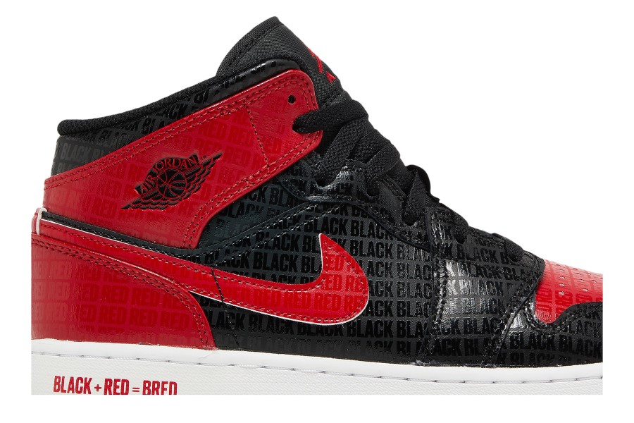 Air Jordan 1 Mid Ss Gs Black Red Bred