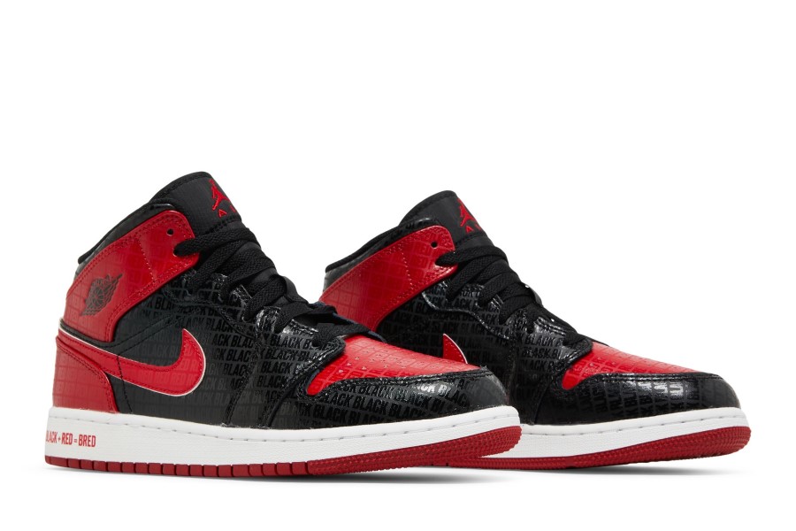 Air Jordan 1 Mid Ss Gs Black Red Bred