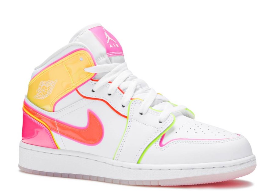 Zrak Jordan 1 Mid Se Gs Rub Sjaj Bijeli