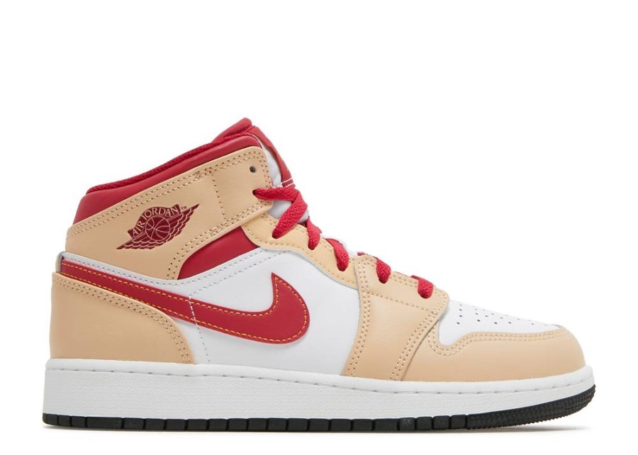 Air Jordan 1 Mid Gs Light Curry' Kardinal Crvena