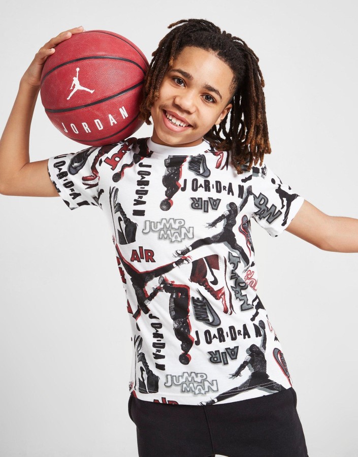 Jordan All Over Print Logo T-shirt Junior Bijela