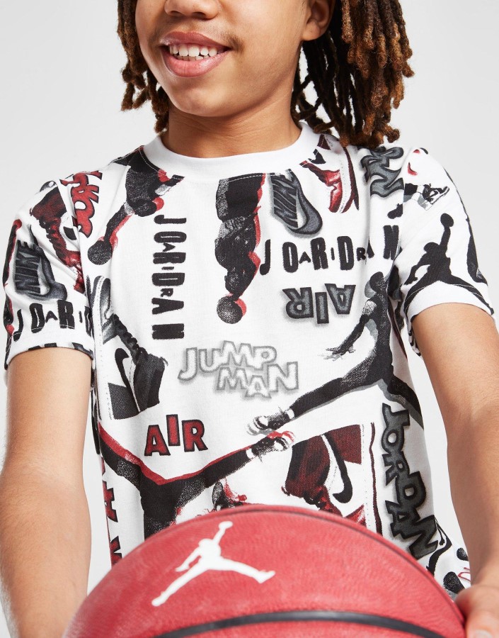Jordan All Over Print Logo T-shirt Junior Bijela