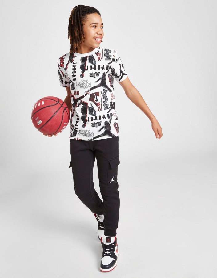 Jordan All Over Print Logo T-shirt Junior Bijela