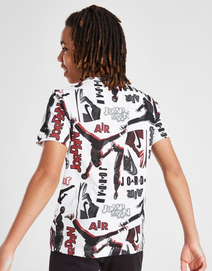 Jordan All Over Print Logo T-shirt Junior Bijela