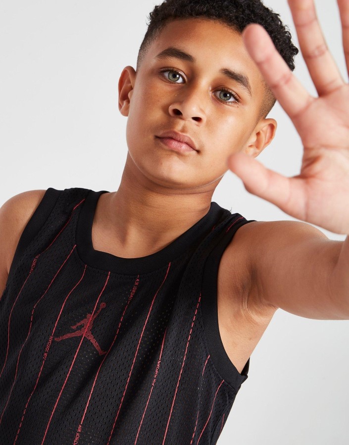 Jordan Košarkaški Prugasti Prsluk Junior Crn