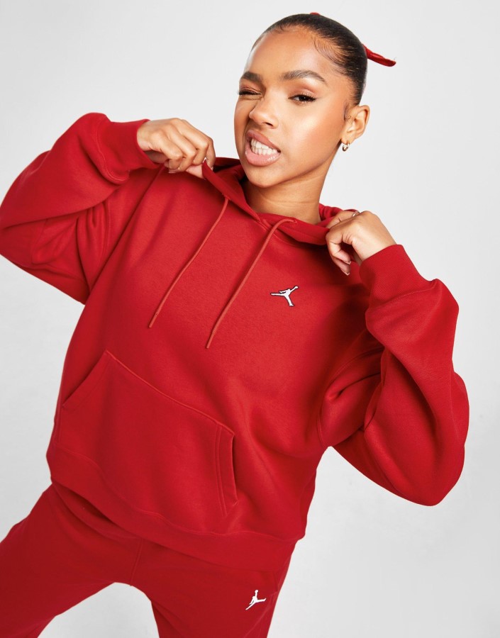 Jordan Esencijalna Majica S Kapuljačom Preko Glave Crvena