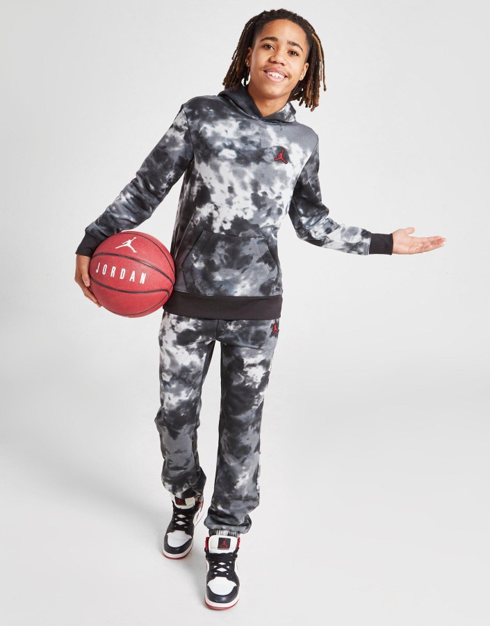 Jordan Osnove Smoke Tie Dye Majica S Kapuljačom Junior Crna