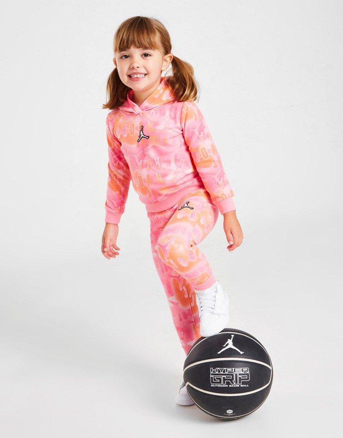 Majica S Kapuljačom Jordan Za Djevojčice S Cijelim Printom, Ružičasta