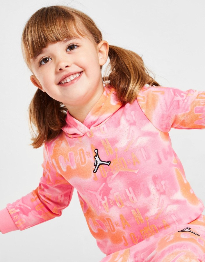 Majica S Kapuljačom Jordan Za Djevojčice S Cijelim Printom, Ružičasta
