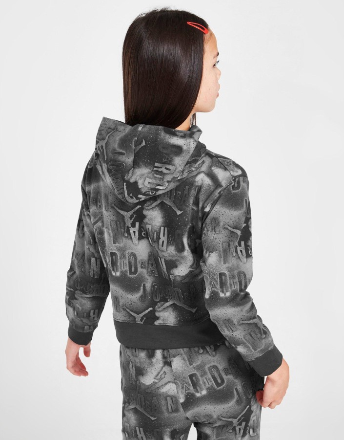 Jordanska Majica S Kapuljačom Za Djevojke S Tie Dye Printom, Crna