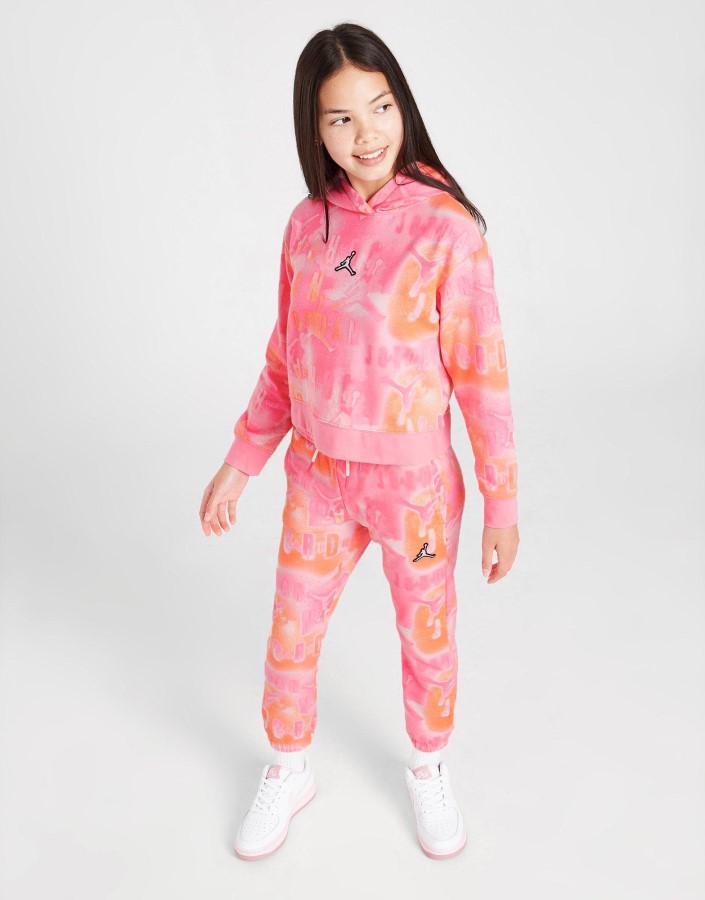 Majica S Kapuljačom Jordan Za Djevojke S Tie Dye Tie Dye Tie Dye Printom Na Cijeloj Površini, Junior Ružičasta