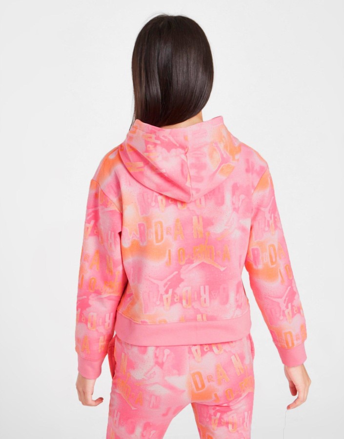 Majica S Kapuljačom Jordan Za Djevojke S Tie Dye Tie Dye Tie Dye Printom Na Cijeloj Površini, Junior Ružičasta