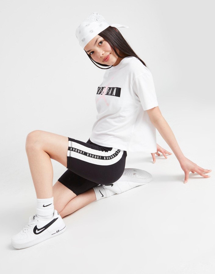 Jordan Vrpca Za Fitness Za Djevojke Grafičke Biciklističke Hlače Junior Crne