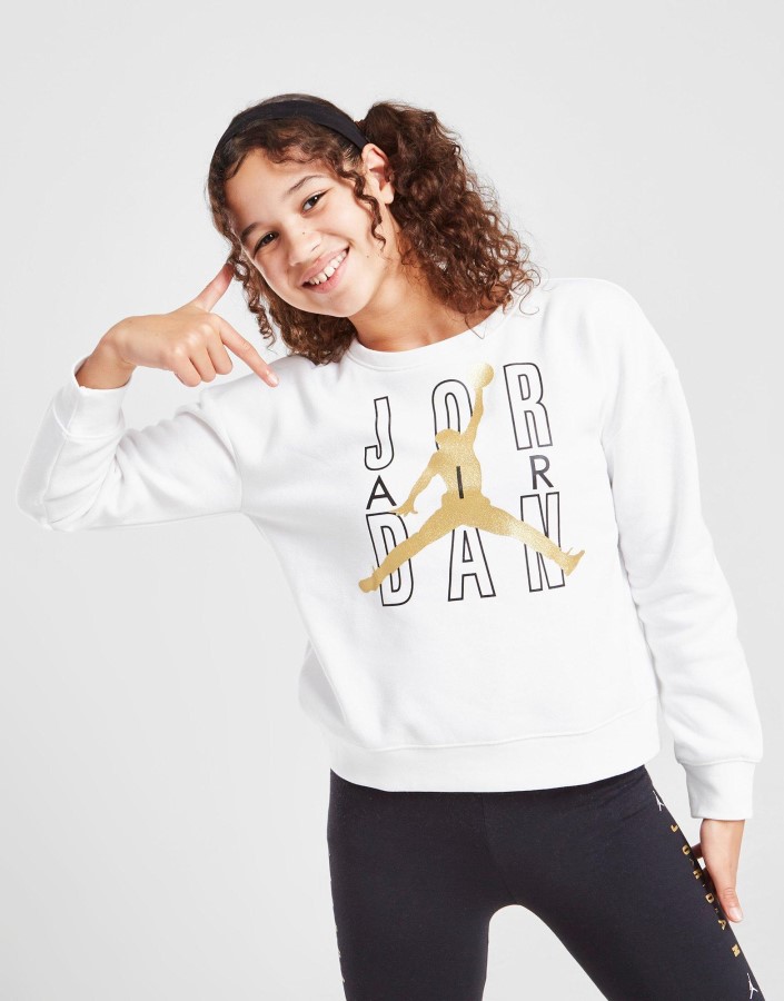 Jordan Majica Za Djevojčice Jumpman Shine Crew Junior Bijela