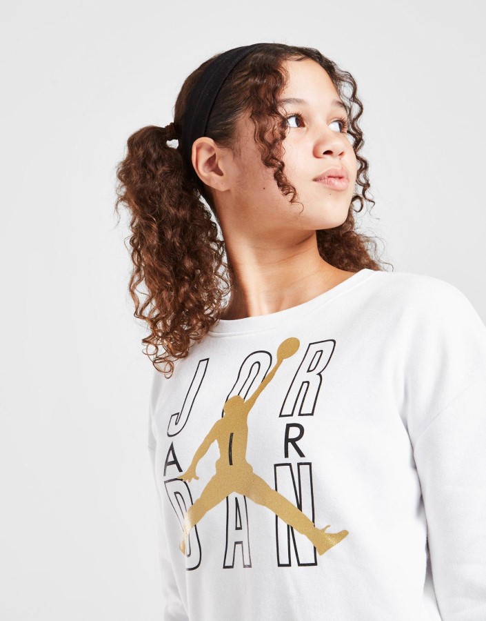 Jordan Majica Za Djevojčice Jumpman Shine Crew Junior Bijela