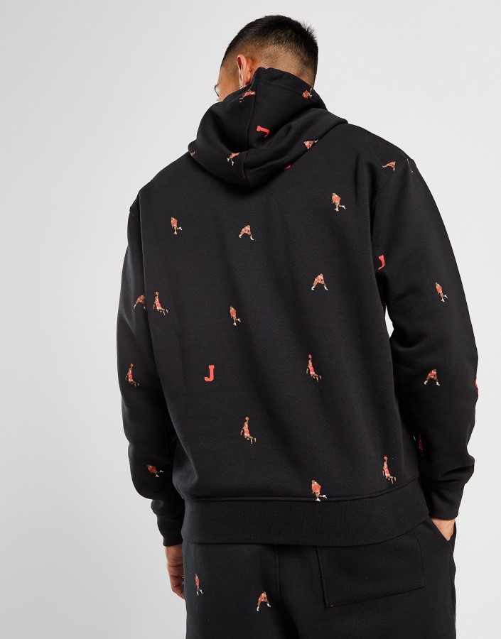 Jordan Holiday All Over Print Pulover Hoodie Crna