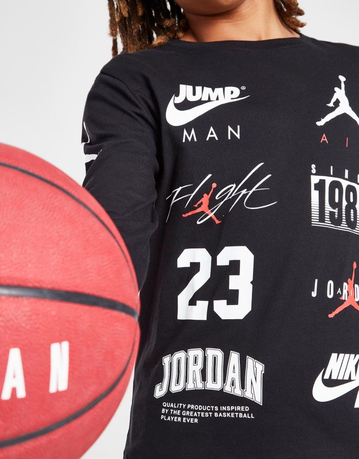 Jordan Multi Logo Majica Dugih Rukava Junior Crna