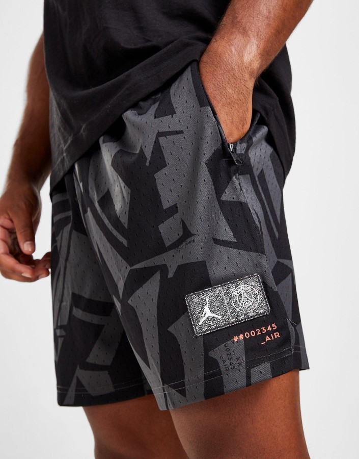 Jordan Paris Saint Germain Sve Preko Tiska Kratke Hlače Sive