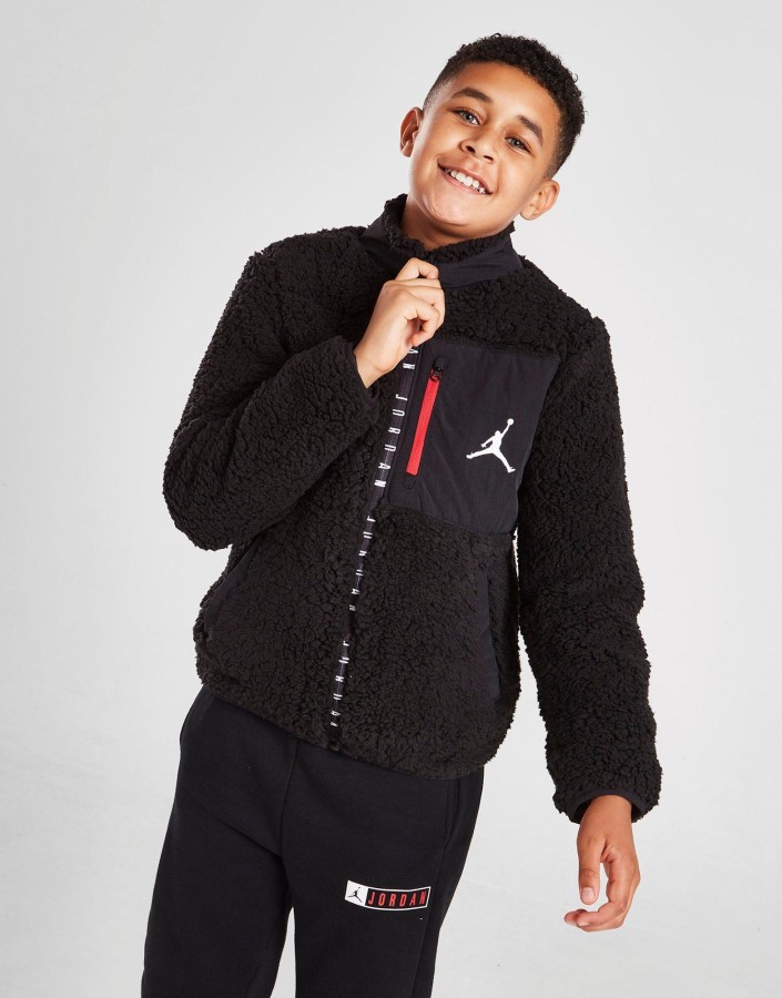 Jordan Sherpa Zip Through Jakna Junior Crna