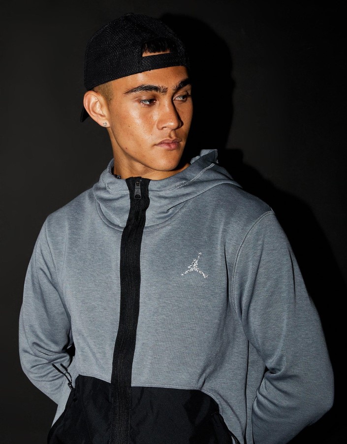 Jordan Statement Majica S Kapuljačom S Punim Patentnim Zatvaračem Siva