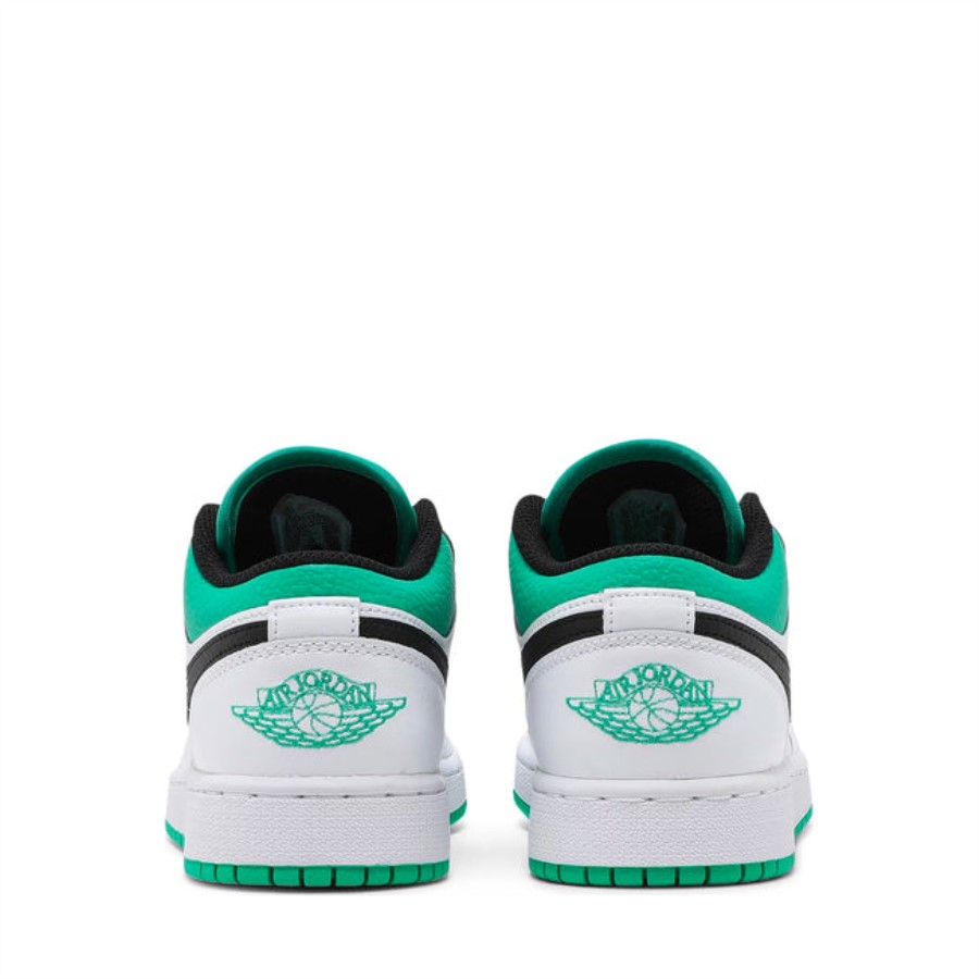 Air Jordan 1 Low White Lucky Green Tumbled Leather(gs)