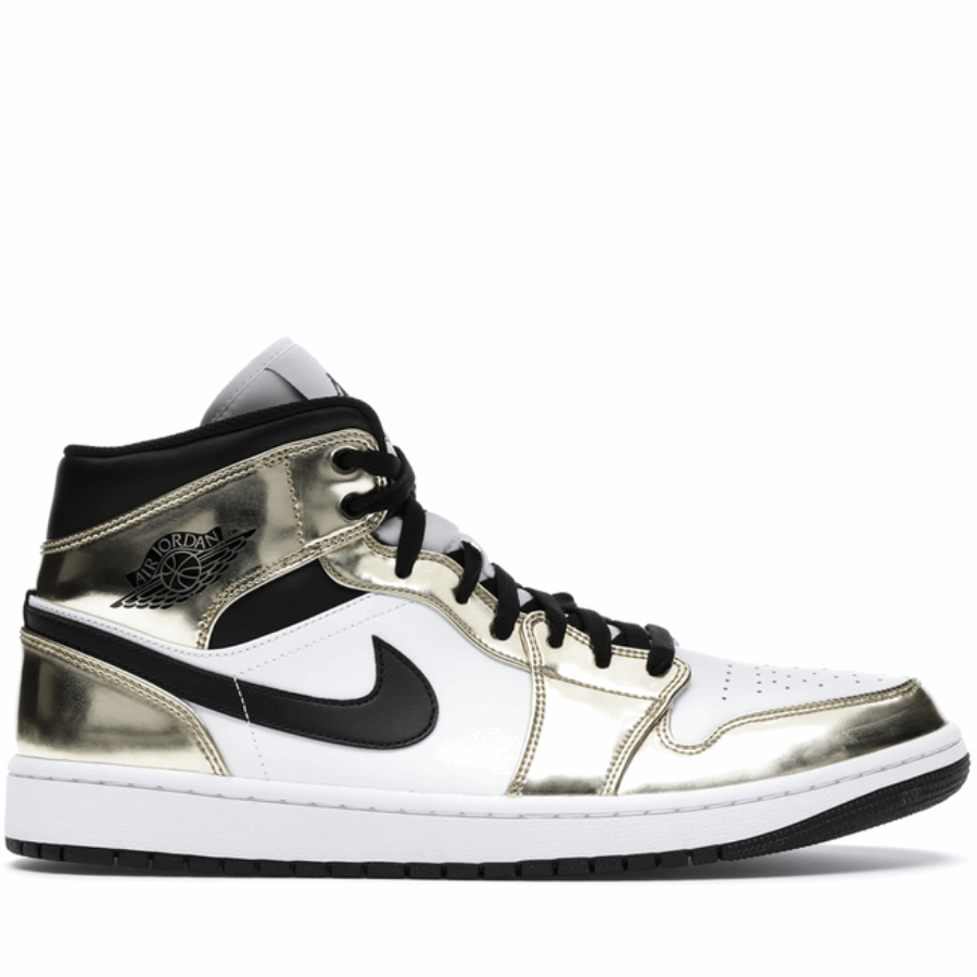 Air Jordan 1 Srednje Metalik Zlatno Crno Bijelo