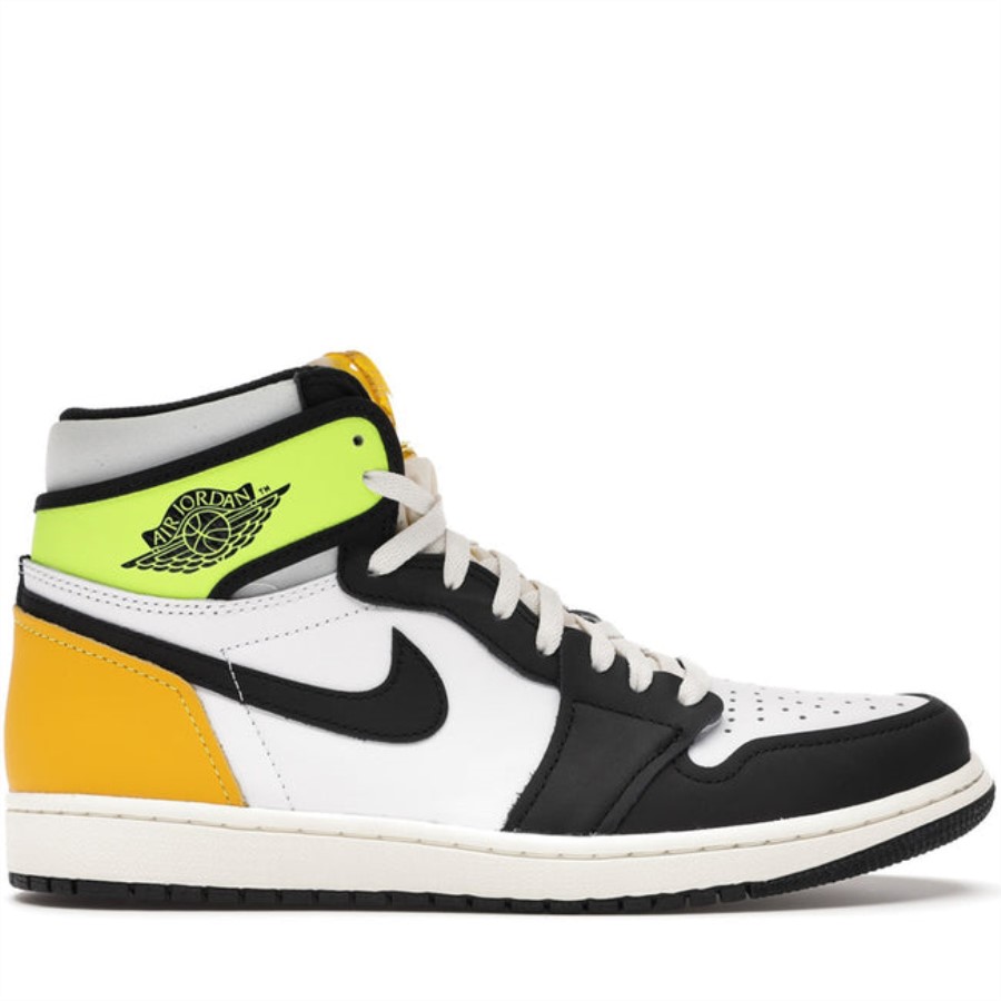 Zrak Jordan 1 Retro Visoki Bijeli Crni Volt Sveučilišno Zlato