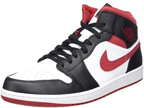 Air Jordan 1 Mid Nike Muške Tenisice Za Odrasle Bijele-teretanske Crveno-crne