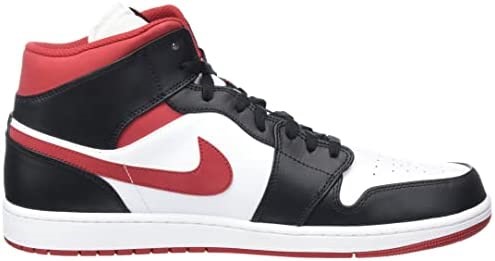 Air Jordan 1 Mid Nike Muške Tenisice Za Odrasle Bijele-teretanske Crveno-crne