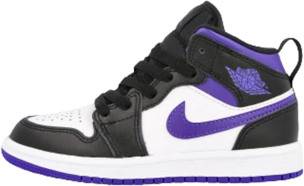 Air Jordan 1 Mid Pre School Crna-tamna Iris-bijela