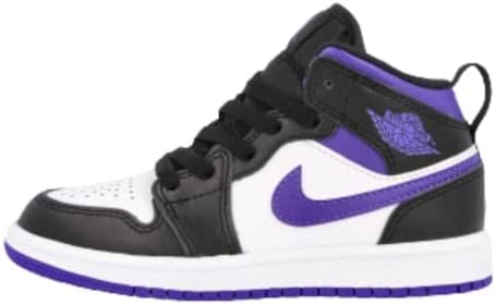 Air Jordan 1 Mid Pre School Crna-tamna Iris-bijela