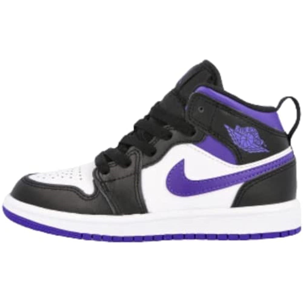 Air Jordan 1 Mid Pre School Bijelo-tamno Iris-crno