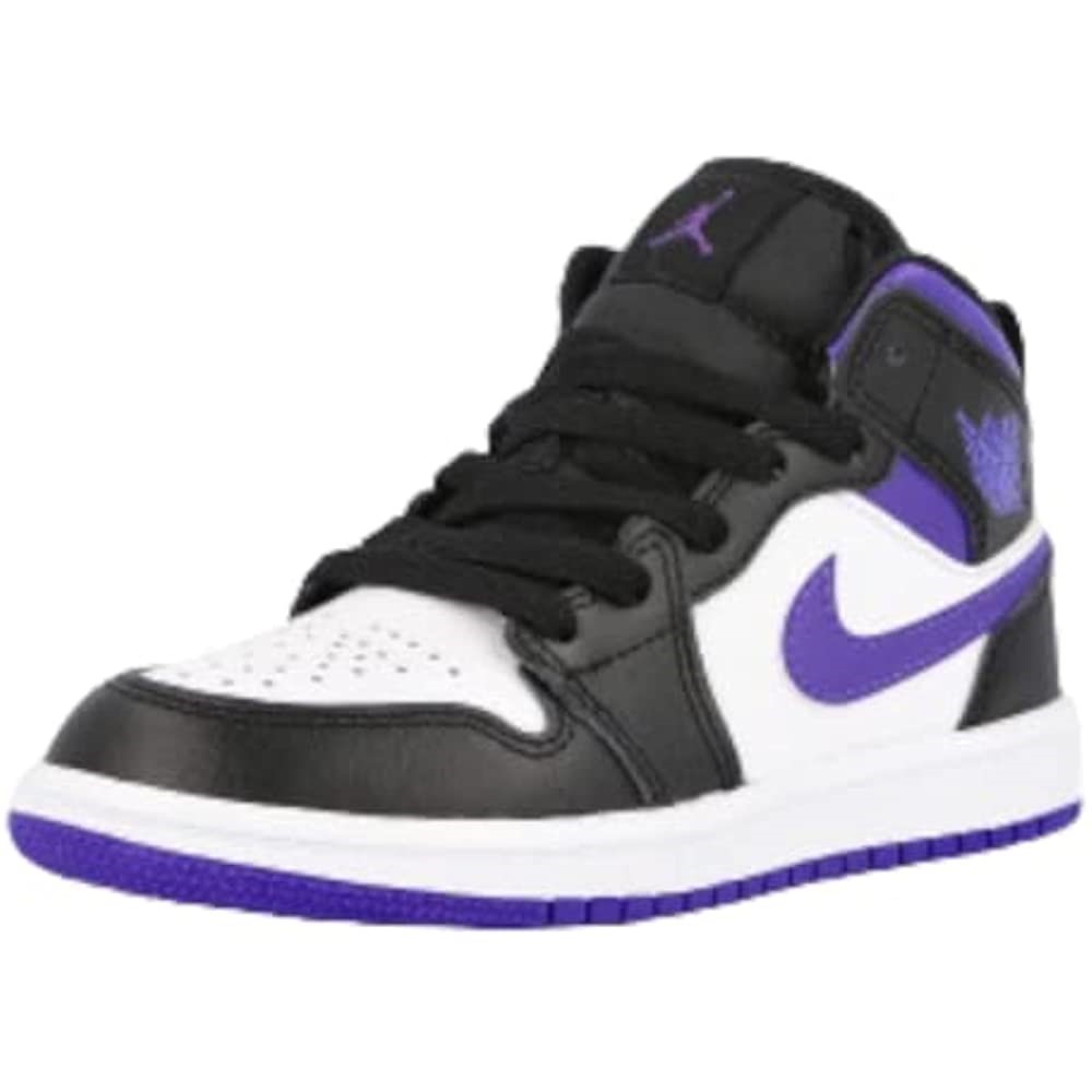 Air Jordan 1 Mid Pre School Bijelo-tamno Iris-crno