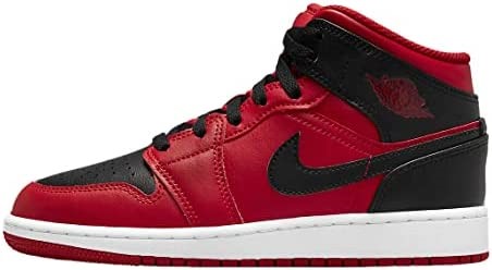 Velika Djeca Air Jordan 1 Mid Reverse Bred Gym Crveno-crno-bijelo