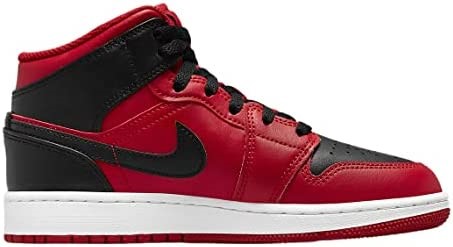 Velika Djeca Air Jordan 1 Mid Reverse Bred Gym Crveno-crno-bijelo