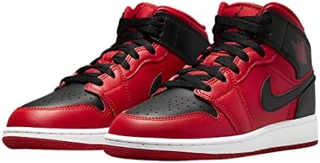 Velika Djeca Air Jordan 1 Mid Reverse Bred Gym Crveno-crno-bijelo