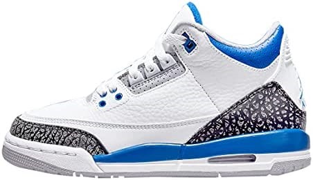 Velika Djeca Air Jordan 3 Retro Bijelo-trkaći Plavo-crni