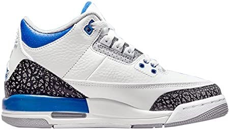 Velika Djeca Air Jordan 3 Retro Bijelo-trkaći Plavo-crni