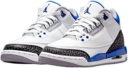 Velika Djeca Air Jordan 3 Retro Bijelo-trkaći Plavo-crni