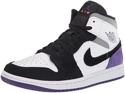 Nike Men Air Jordan 1 Mid Se Court Purple Suede White-court Purple-black
