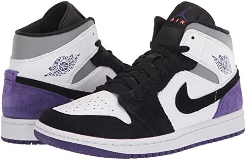 Nike Men Air Jordan 1 Mid Se Court Purple Suede White-court Purple-black