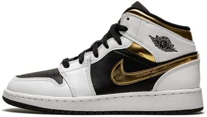Youth Air Jordan 1 Mid Gs 554725 190 Bijelo-zlatno-crno