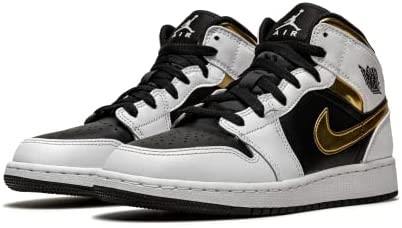 Youth Air Jordan 1 Mid Gs 554725 190 Bijelo-zlatno-crno