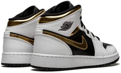 Youth Air Jordan 1 Mid Gs 554725 190 Bijelo-zlatno-crno
