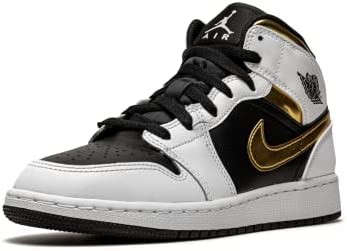 Youth Air Jordan 1 Mid Gs 554725 190 Bijelo-zlatno-crno